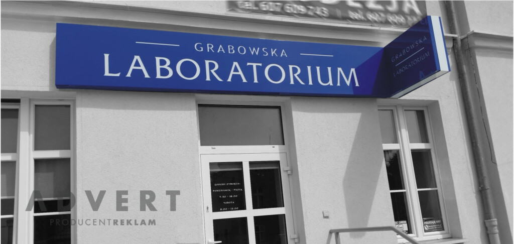 oznakowanie laboratorium Grabowska - kasetony z dibondu - producent reklam advert
